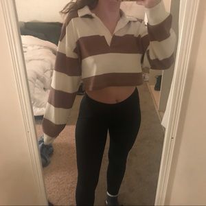 boohoo cropped rugby pullover